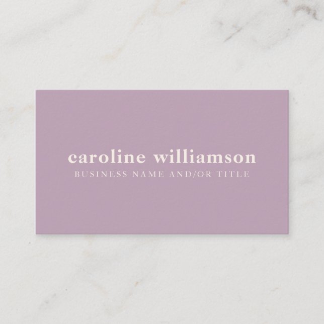 Elegant Modern Minimalist Dusty Lilac Business Card (Front)