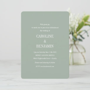 Elegant Modern Minimalist Dusty Sage Green Wedding Invitation