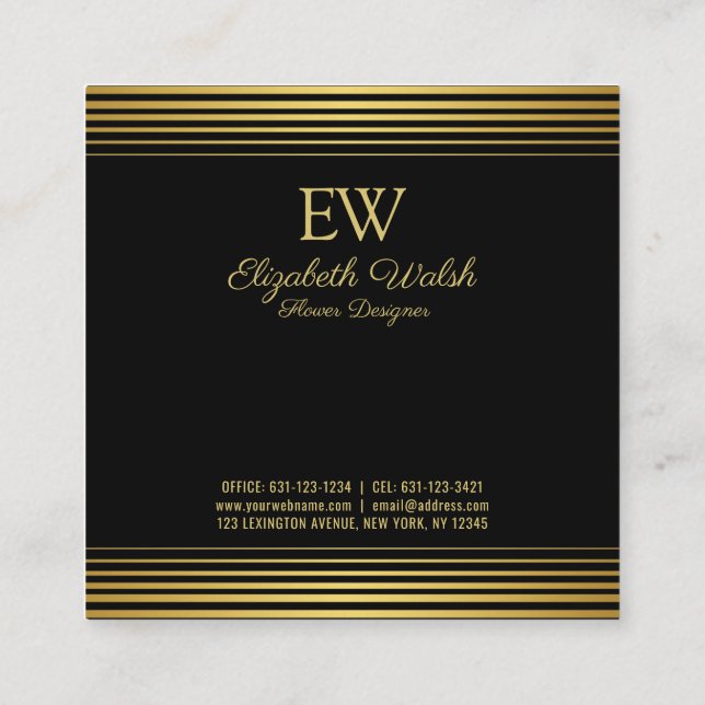 Elegant Modern Minimalist Faded Gold Lines Design Square Business Card (Back)