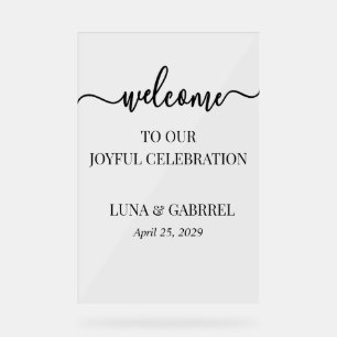 Elegant Modern Minimalist Frosted Look Acrylic Wed Sign