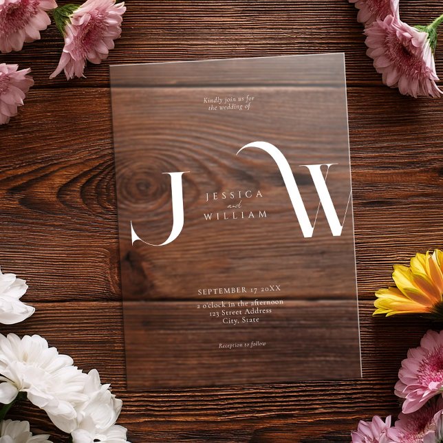 Elegant Modern Minimalist Frosted Wedding Acrylic Invitations (Creator Uploaded)