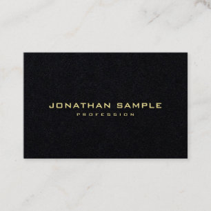 Elegant Modern Minimalist Gold Text Premium Black Business Card