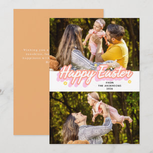 Elegant Modern Minimalist Happy Easter 2 Photo Holiday Card