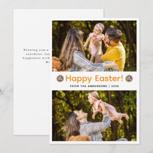 Elegant Modern Minimalist Happy Easter 2 Photo Holiday Card