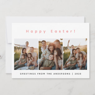 Elegant Modern Minimalist Happy Easter 3 Photo Holiday Card