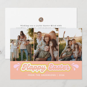 Elegant Modern Minimalist Happy Easter 3 Photo Holiday Card