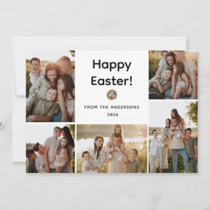 Elegant Modern Minimalist Happy Easter 5 Photo Holiday Card