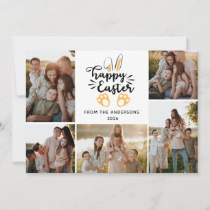 Elegant Modern Minimalist Happy Easter 5 Photo Holiday Card