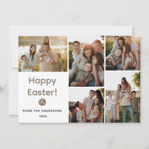 Elegant Modern Minimalist Happy Easter 5 Photo Holiday Card