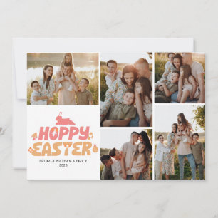 Elegant Modern Minimalist Happy Easter 5 Photo Holiday Card