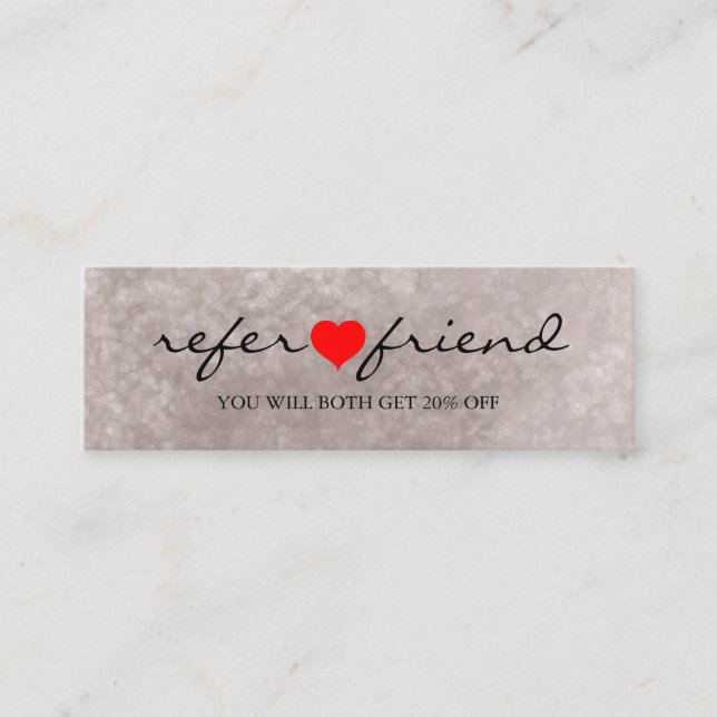 Elegant Modern Minimalist Heart Referral Card (Front)