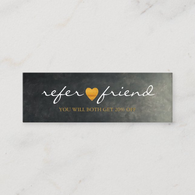 Elegant Modern Minimalist Heart Referral Card (Front)