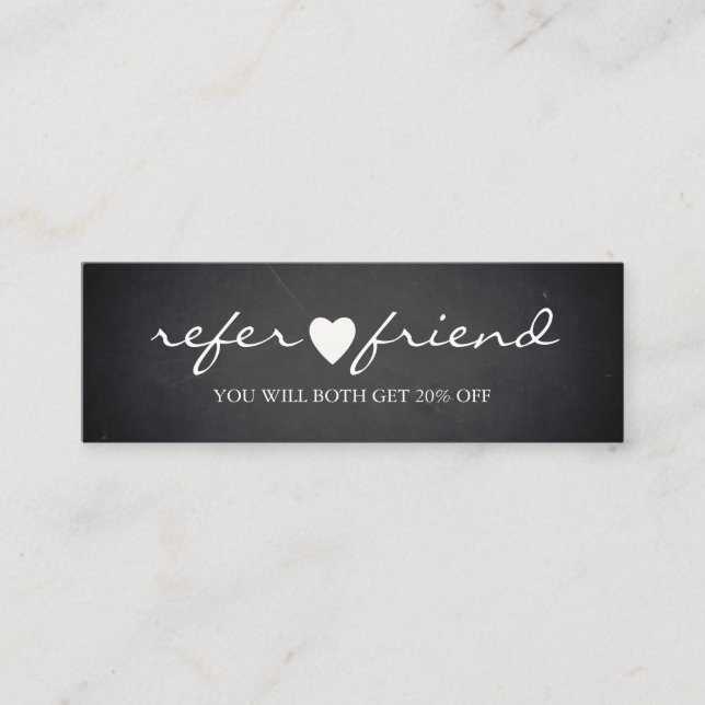 Elegant Modern Minimalist Heart Referral Card (Front)