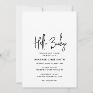 Elegant Modern Minimalist Hello Baby Shower Invitation
