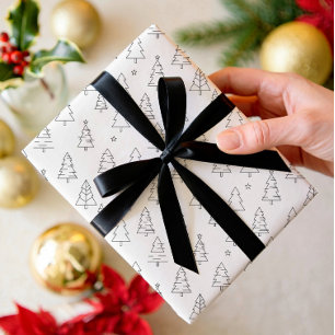 Elegant modern minimalist holly pattern wrapping paper sheet