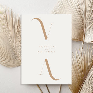 Elegant Modern Minimalist Ivory and Tan Wedding Invitation