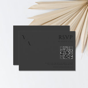 Elegant Modern Minimalist Matte Black Wedding RSVP Card
