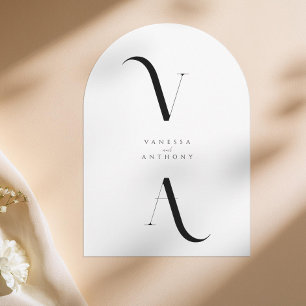 Elegant Modern Minimalist Monogram Arch Wedding Invitation