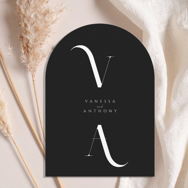 Elegant Modern Minimalist Monogram Arch Wedding Invitation (Creator Uploaded)