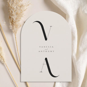 Elegant Modern Minimalist Monogram Arch Wedding Invitation