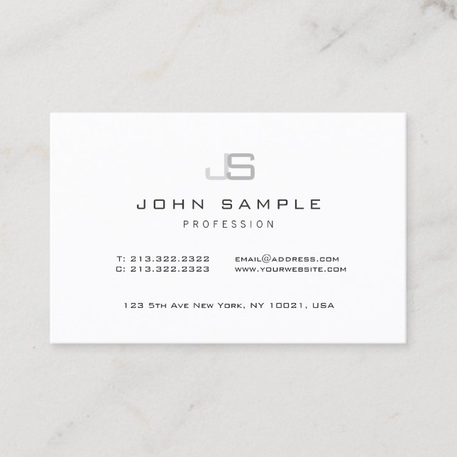 Elegant Modern Minimalist Monogram Template Business Card (Front)