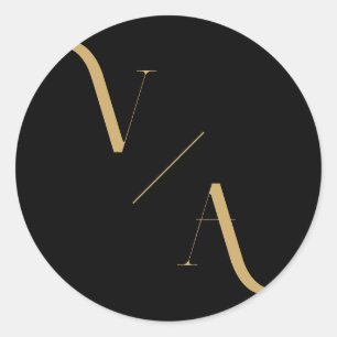 Elegant Modern Minimalist Monogram Wedding Classic Round Sticker