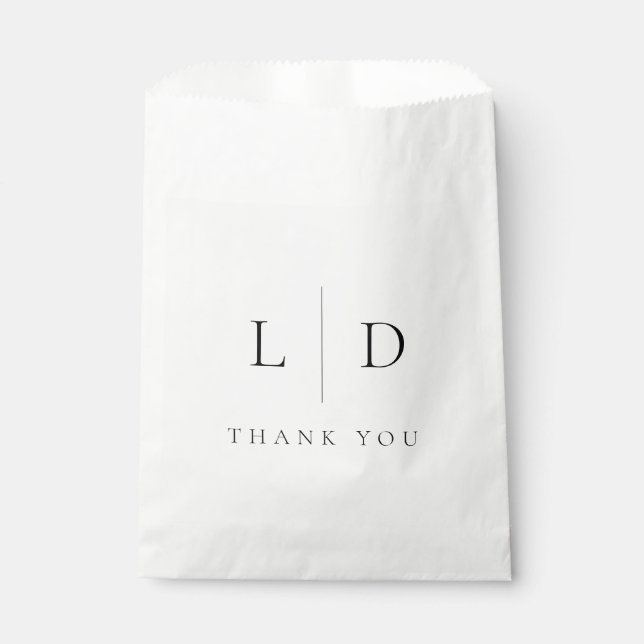 Elegant Modern Minimalist Monogram Wedding Favour Bags (Front)
