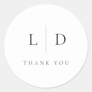 Elegant Modern Minimalist Monogram Wedding Favour Classic Round Sticker