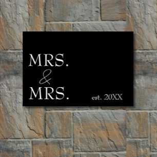 Elegant Modern Minimalist "Mrs & Mrs" Couple LGBT Doormat