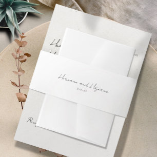Elegant Modern Minimalist Names Date Wedding Invitation Belly Band