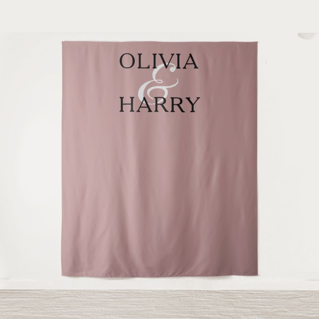 Elegant Modern Minimalist Names Wedding Backdrop  Tapestry (Front)