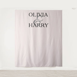 Elegant Modern Minimalist Names Wedding Backdrop  Tapestry