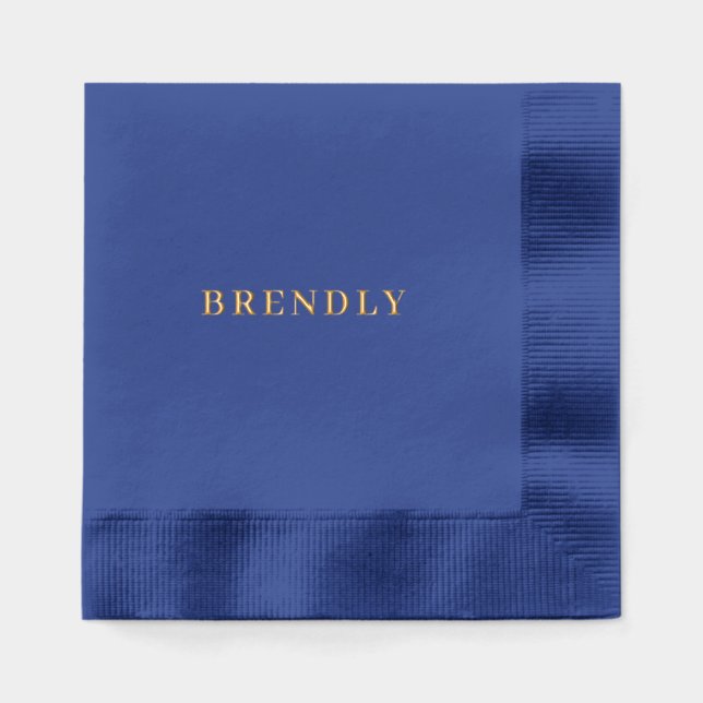 Elegant Modern Minimalist Navy Gold Foil Napkin (Front)