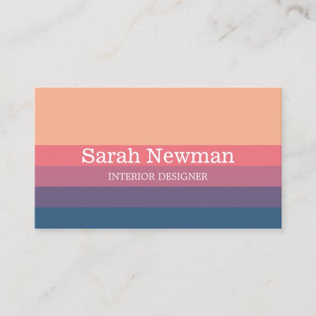 Elegant modern minimalist orange pink purple blue business card (Front)