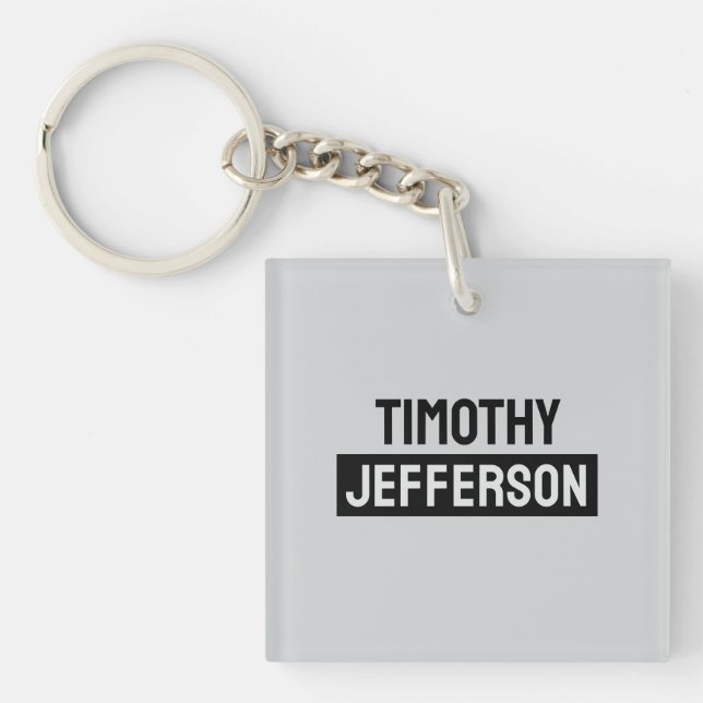 Elegant Modern Minimalist Own Name Key Ring (Front)