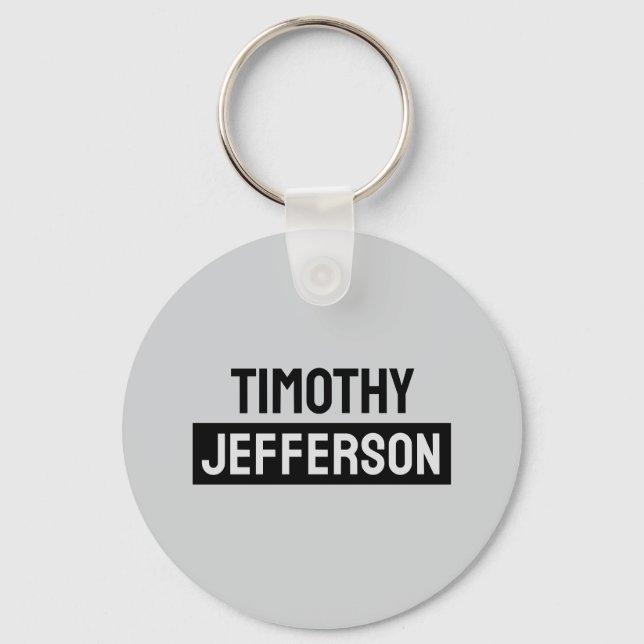 Elegant Modern Minimalist Own Name Key Ring (Front)