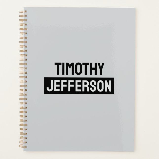Elegant Modern Minimalist Own Name Planner (Front)