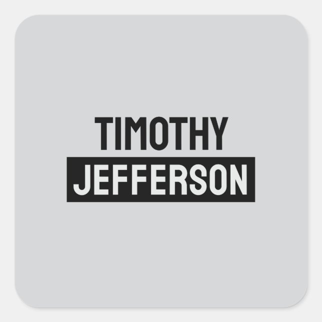 Elegant Modern Minimalist Own Name Square Sticker (Front)
