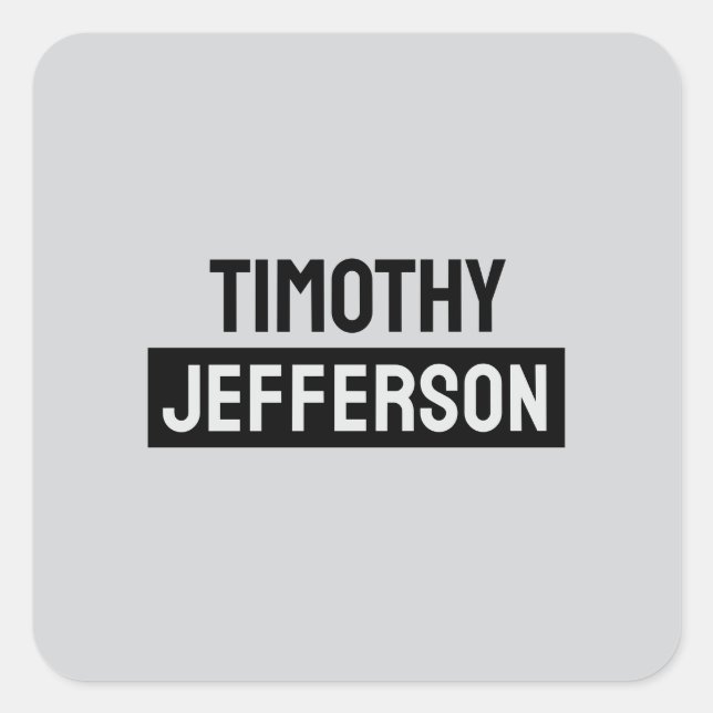 Elegant Modern Minimalist Own Name Square Sticker (Front)