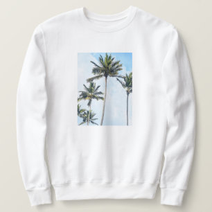 Elegant Modern Minimalist Palm Tree White Sweatshirt