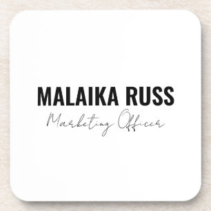 Elegant Modern Minimalist Personalized Name Design Coaster