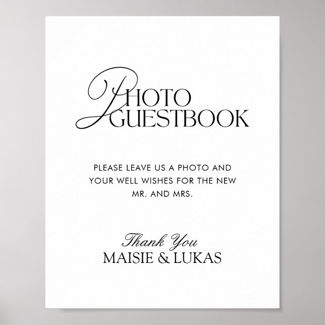 Elegant Modern Minimalist Photo Guestbook Sign  (Front)