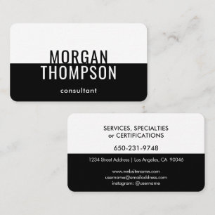 Elegant Modern Minimalist Plain Black White Simple Business Card