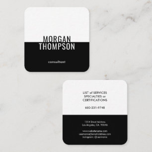 Elegant Modern Minimalist Plain Black White Simple Square Business Card
