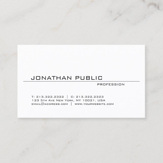 Elegant Modern Minimalist Professional Clean Chic Business Card (Front)