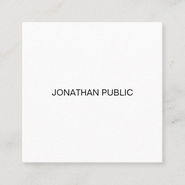 Elegant Modern Minimalist Professional Plain Luxe Square Business Card (Front)