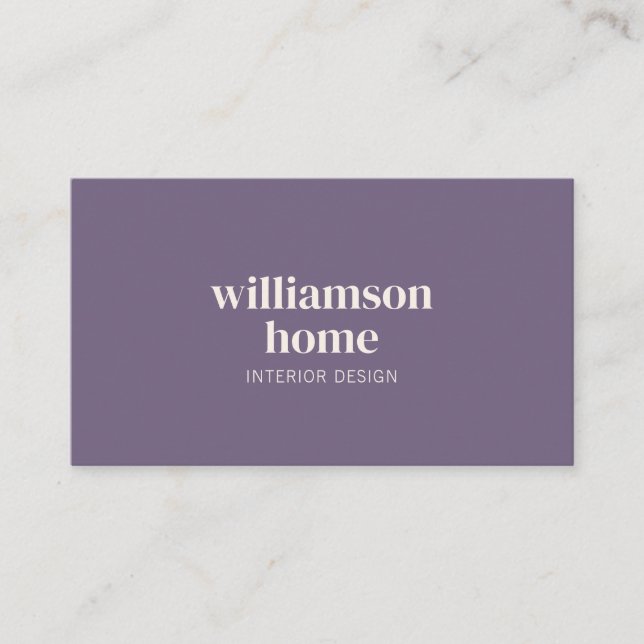 Elegant Modern Minimalist Professional Purple  Business Card (Front)