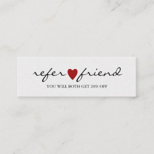 Elegant Modern Minimalist Red Heart Referral Card