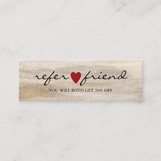 Elegant Modern Minimalist Red Heart Referral Card (Front)