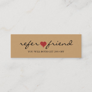 Elegant Modern Minimalist Red Heart Referral Card